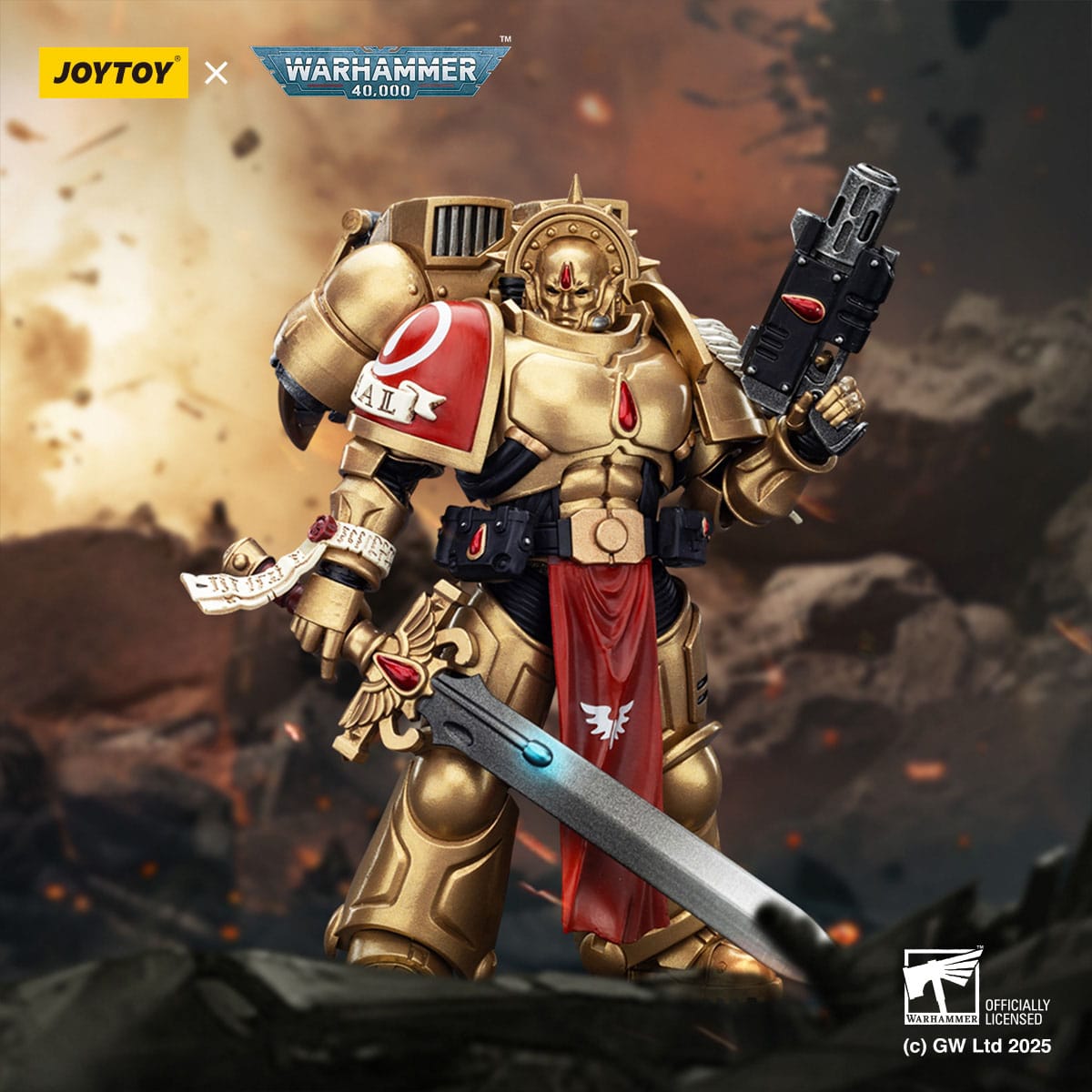 JOYTOY Warhammer 40.000: Combat Patrol Blood Angels Actionfigur Sanguinary Guard 1 with Inferno Pistol and Encarmine Blade 20 cm