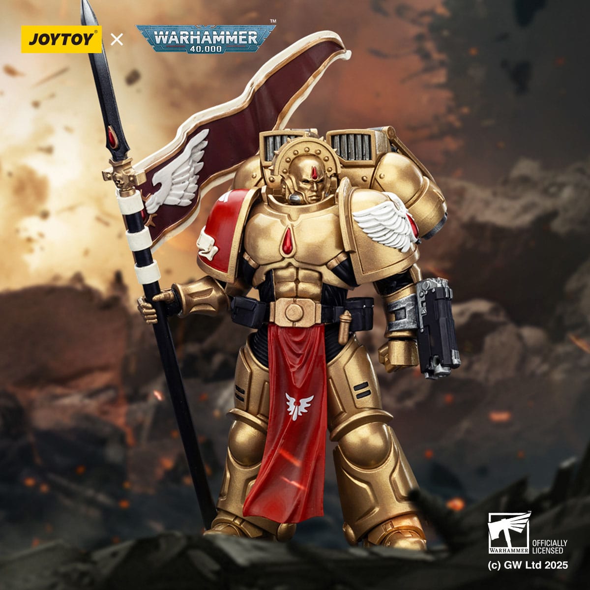 JOYTOY Warhammer 40.000: Combat Patrol Blood Angels Actionfigur Sanguinary Guard 3 with Angelus Boltgun and Encarmine Spear 20 cm