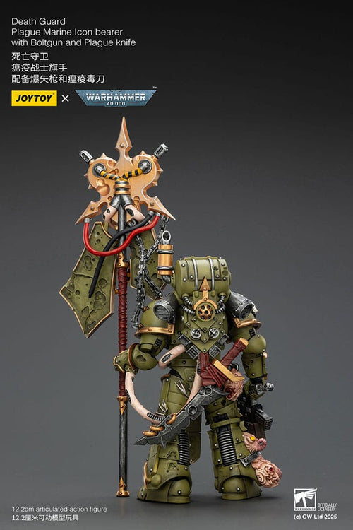 JOYTOY Warhammer 40.000 Actionfigur Death Guard Plague Marine Icon bearer with Boltgun and Plague knife 12 cm
