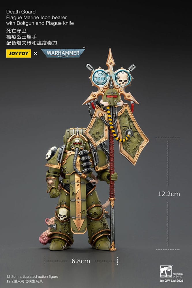 JOYTOY Warhammer 40.000 Actionfigur Death Guard Plague Marine Icon bearer with Boltgun and Plague knife 12 cm